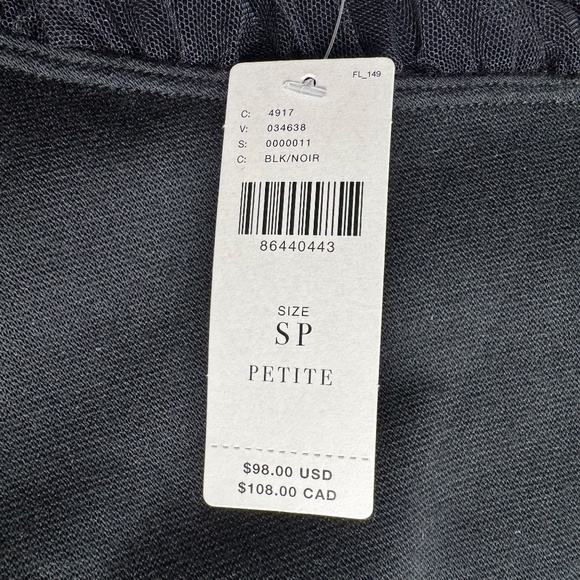 Anthropologie Maeve Sheer-Shoulder Sweatshirt Top Black Size SP - Picture 4 of 13